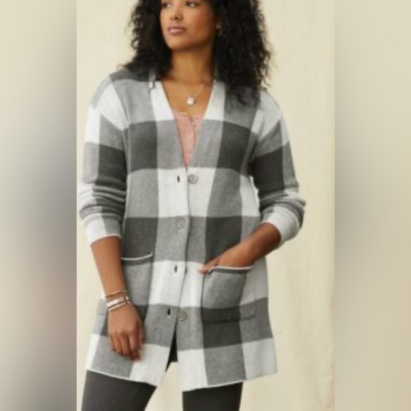 Matilda Jane Enola Buffalo Check Button Front Sweater Jacket, Size Small - Picture 4 of 5